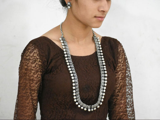 Oxidized Kolhapuri Necklace and Earrings-OKN010