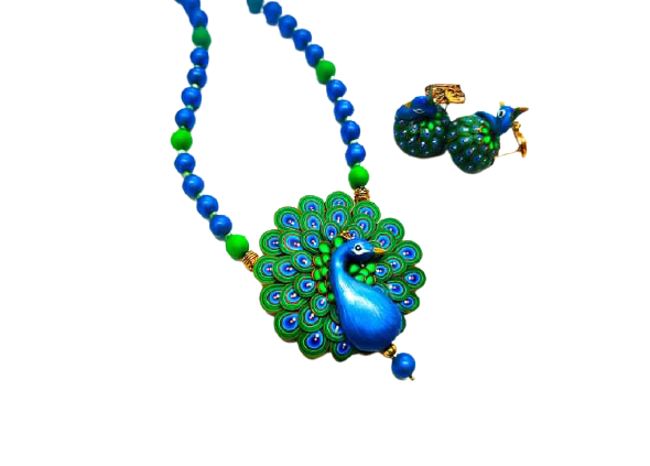 Peacock Polymer Clay Jewellery  Set