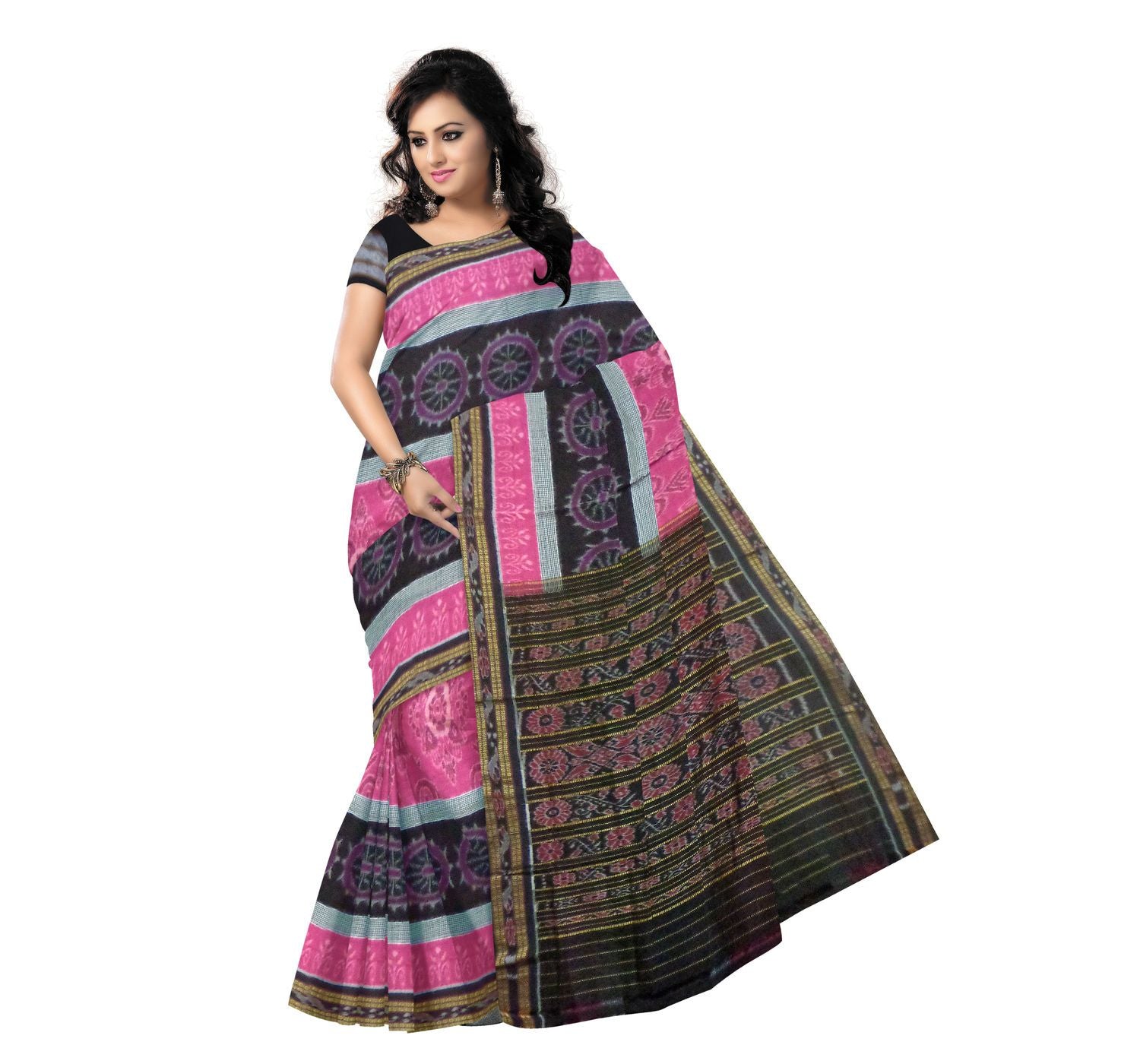 Pink Chakra Designed Handloom Cotton Saree-OSS9117