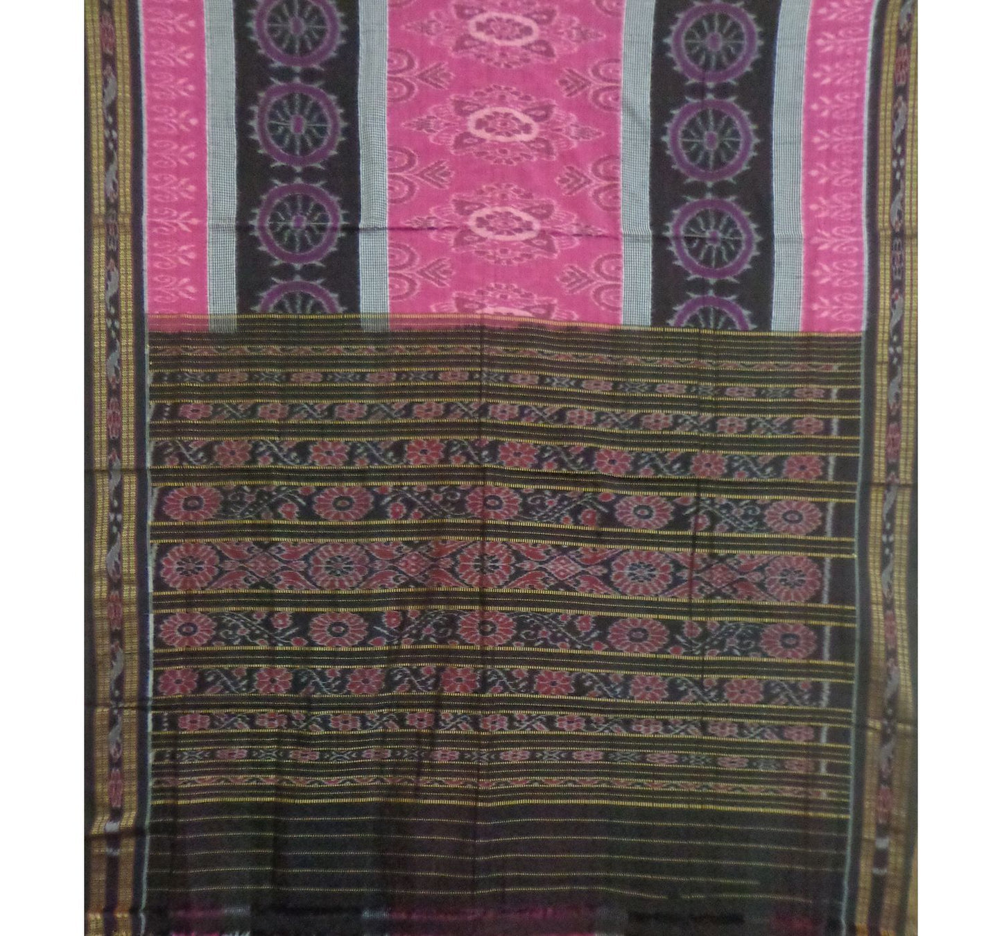 Pink Chakra Designed Handloom Cotton Saree