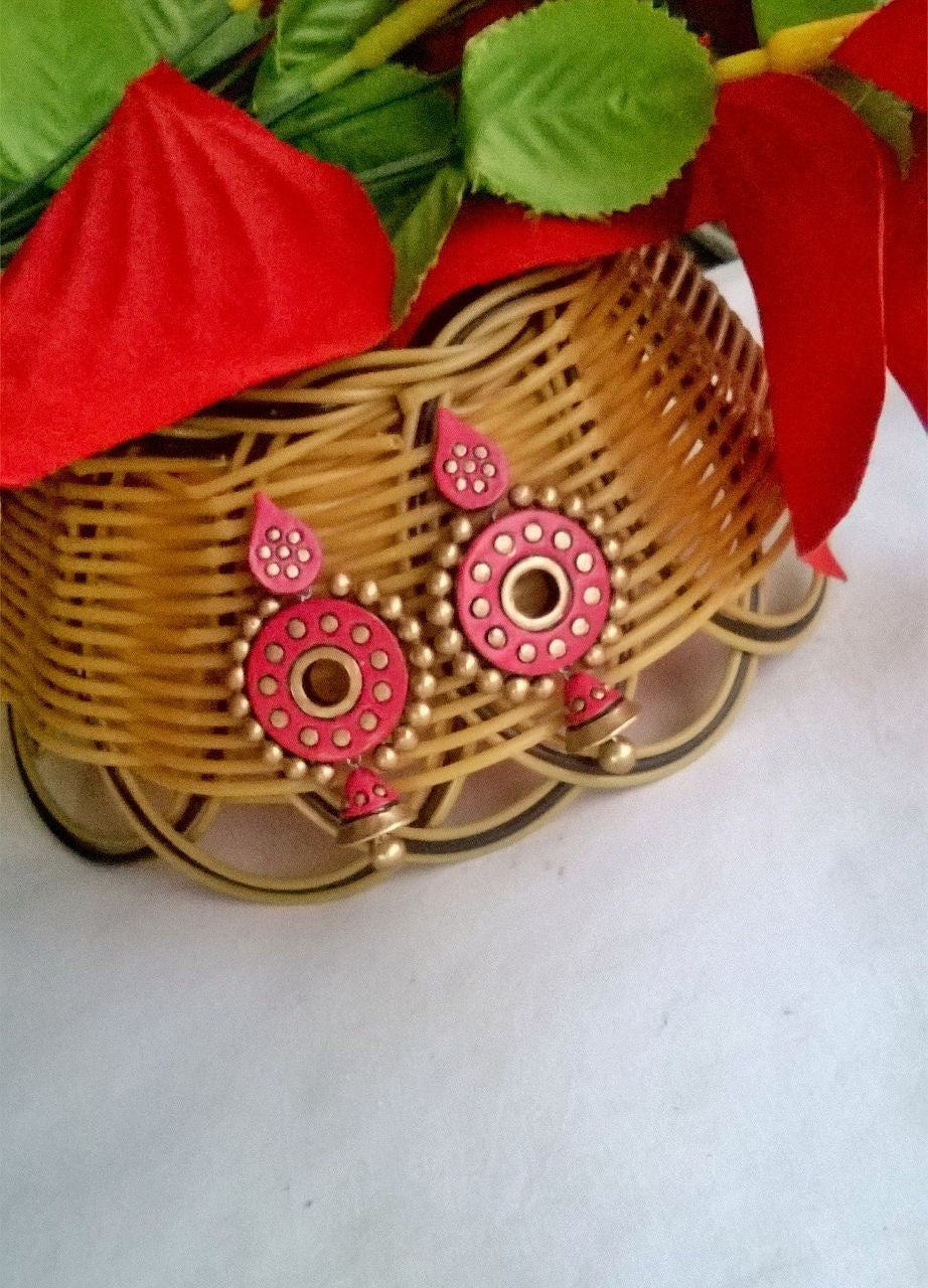Pink Ethnic Terracotta Earrings