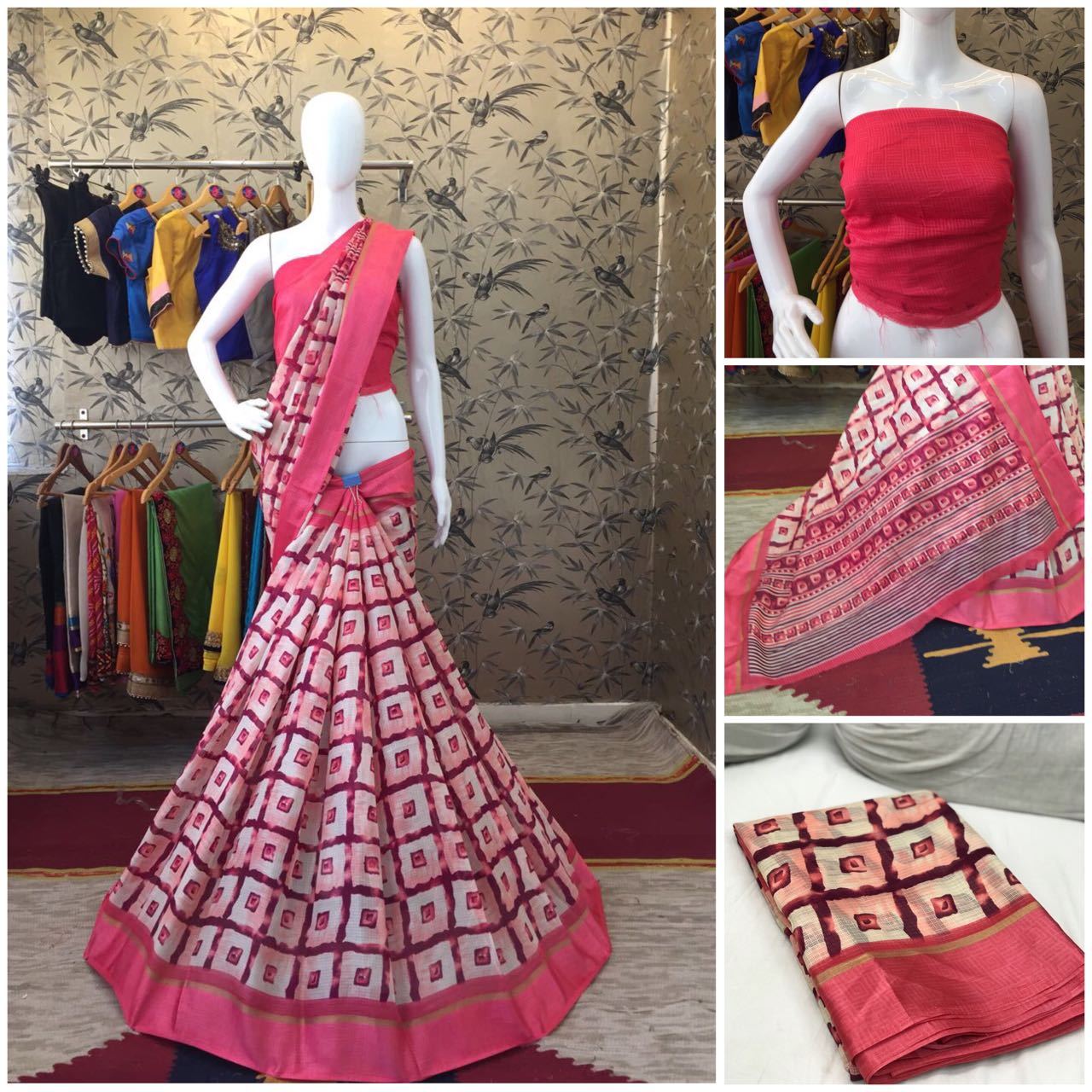 Pink Linen Silk with Satin Border Designer Saree-SRE-1019