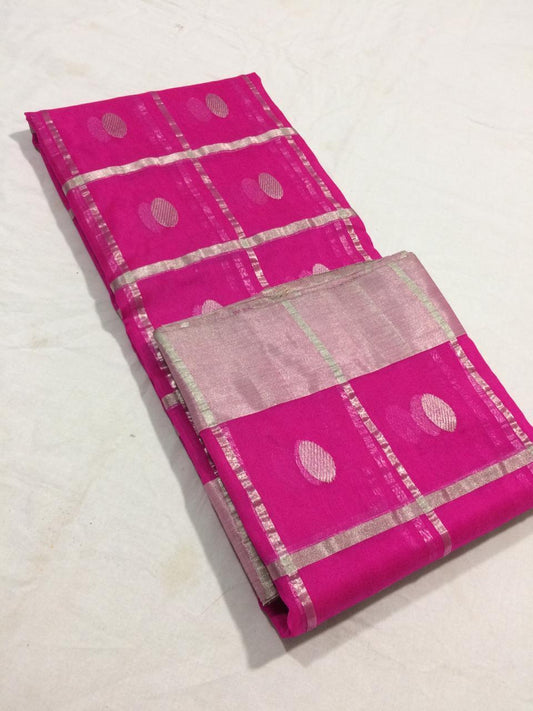 Pink Pure Katan Silk saree with Silver Zari