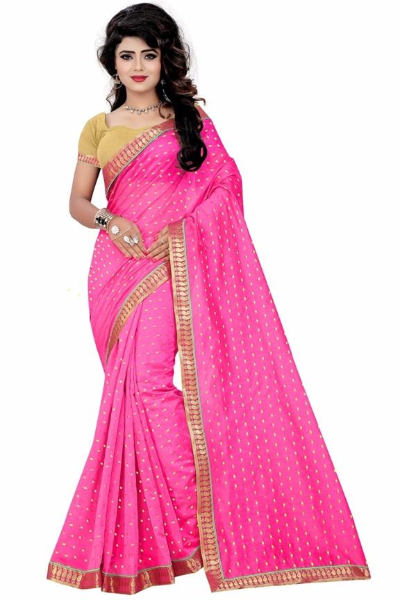 Pink with Jacquard Butti Fancy Cotton Saree-SRE-402