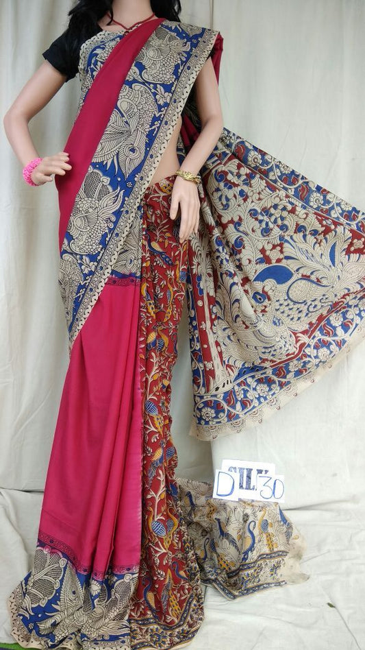 Pink with Patil Pallu Silk Kalamkari Saree-KALAMKARI-0024