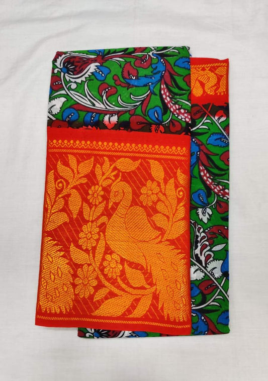 Printed Madurai Sungudi Saree with Contrast Border