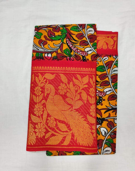 Printed Madurai Sungudi Saree Red Border