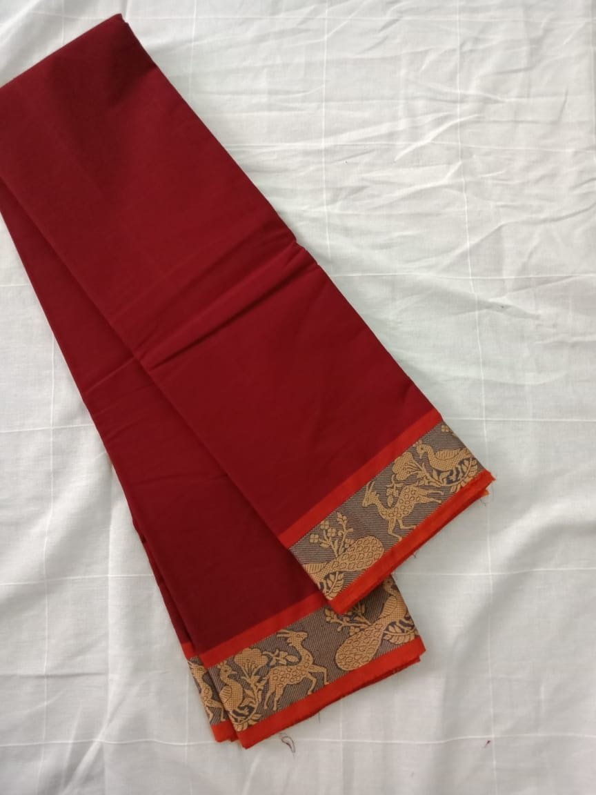 Pure Handwoven Chettinad Cotton Saree Design-CHEDS011