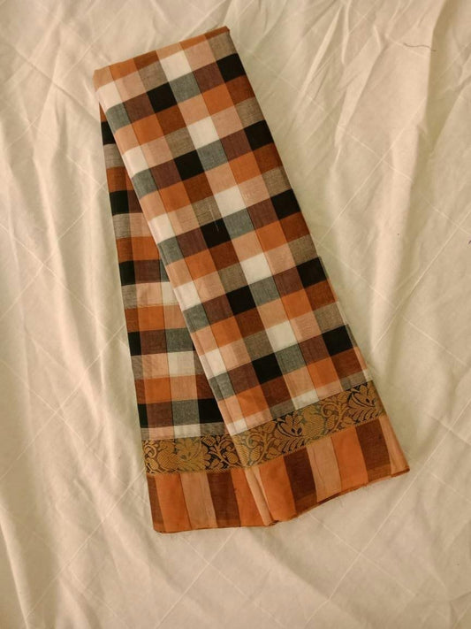 Pure Handwoven Chettinad Cotton Saree Design-CHEDS022