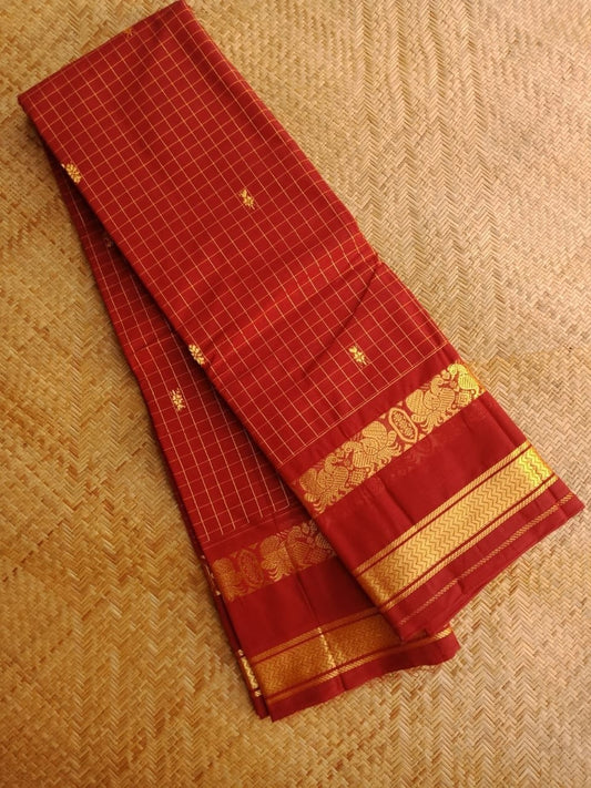 Pure Handwoven Chettinad Cotton Saree Design-CHEDS024