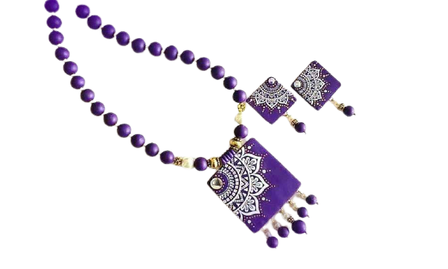 Purple Mandalart Polymer Clay Jewellery Set