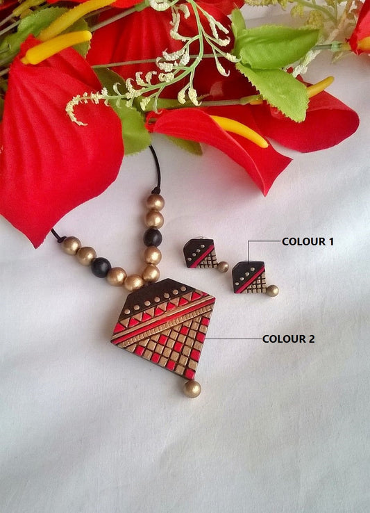 Red & Black Terracotta Jewellery Set