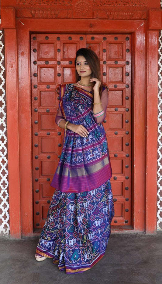 Rajkoti Double Ikat Handwoven Pure Silk Patola Saree_PPS004