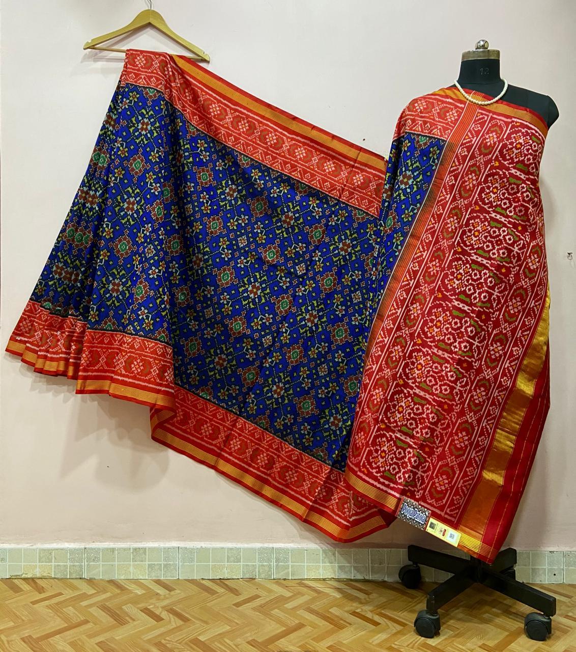 Rajkoti Double Ikat Handwoven Pure Silk Patola Saree_PPS008
