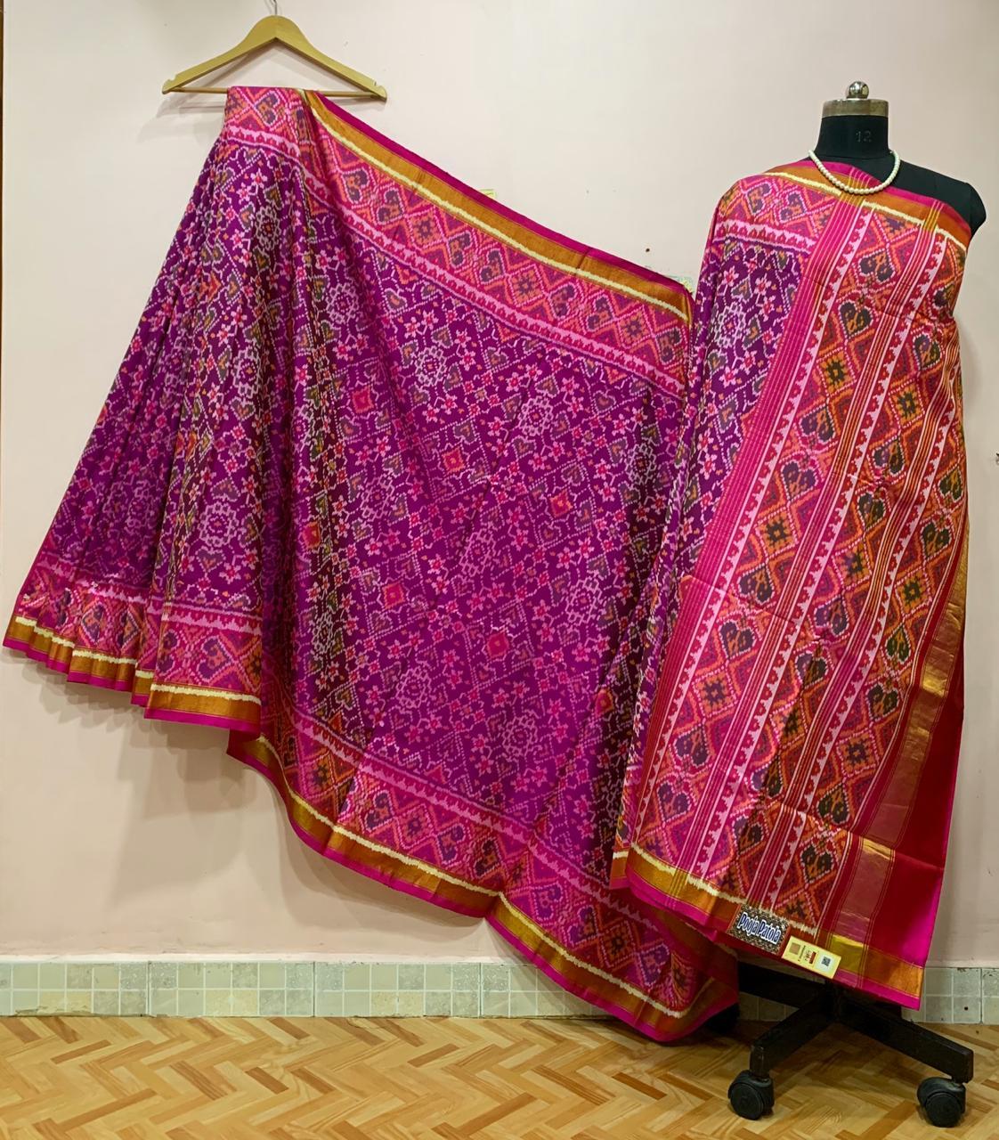 Rajkoti Double Ikat Handwoven Pure Silk Patola Saree_PPS010
