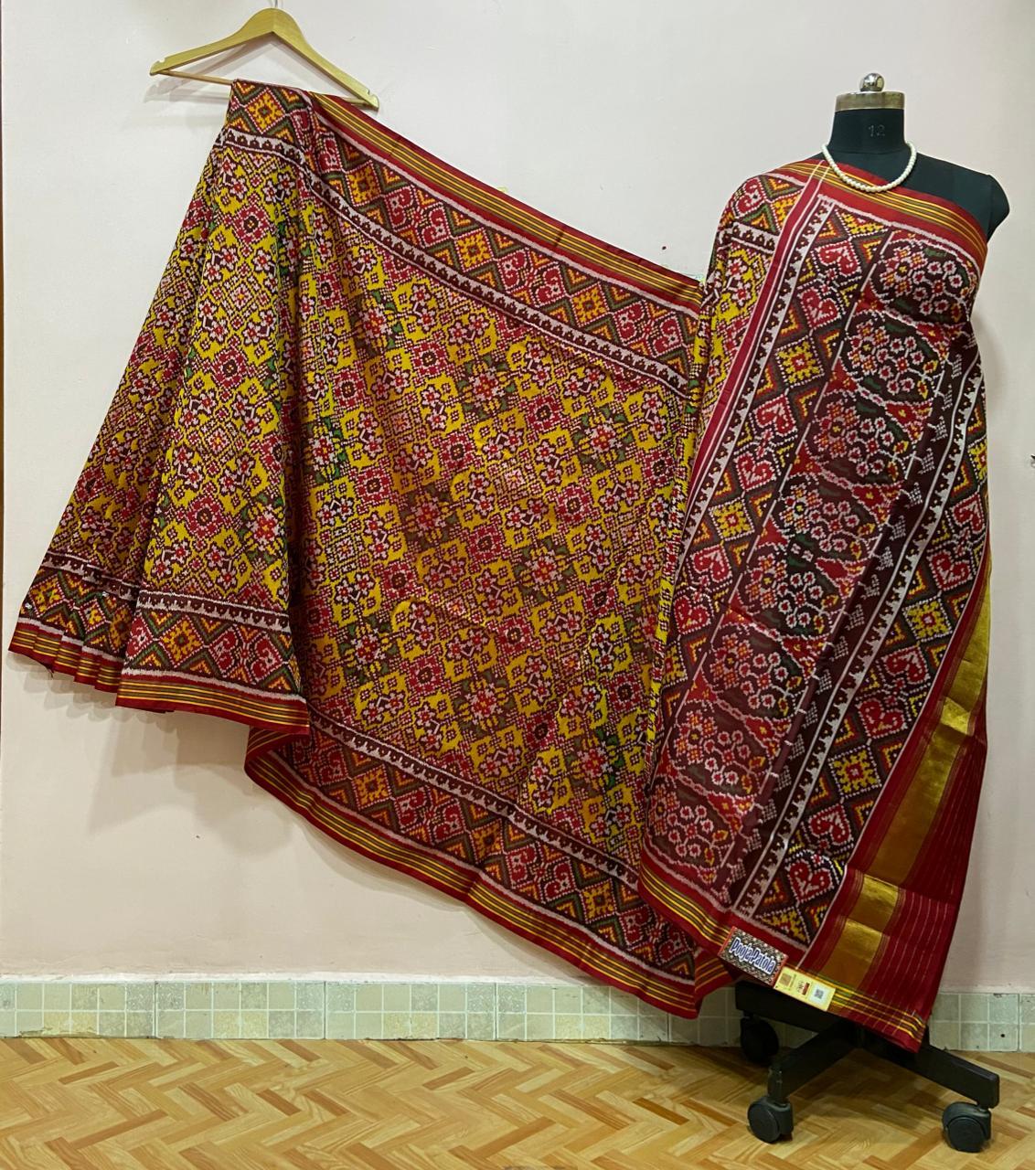 Rajkoti Double Ikat Handwoven Pure Silk Patola Saree_PPS011