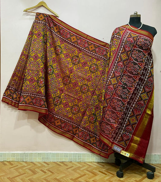 Rajkoti Double Ikat Handwoven Pure Silk Patola Saree_PPS011