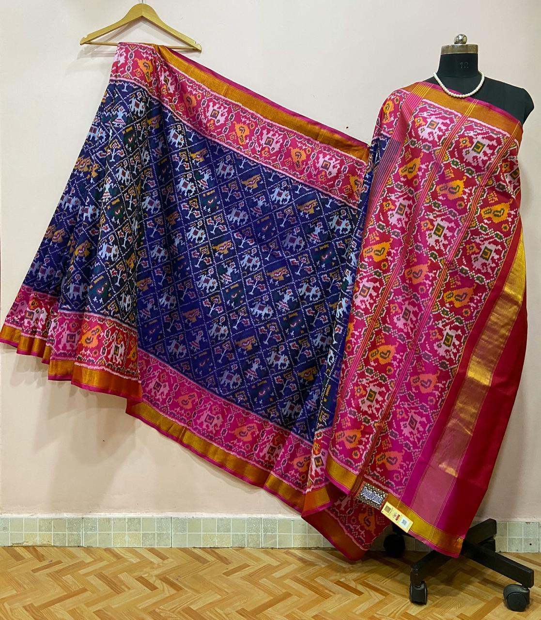 Rajkoti Double Ikat Handwoven Pure Silk Patola Saree_PPS012
