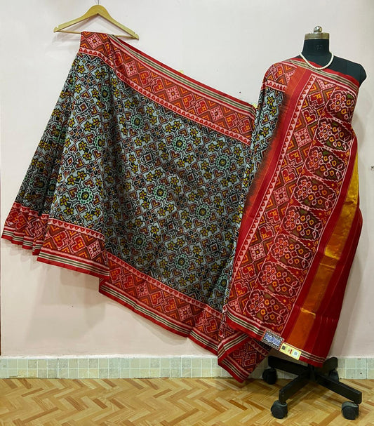 Rajkoti Double Ikat Handwoven Pure Silk Patola Saree_PPS015