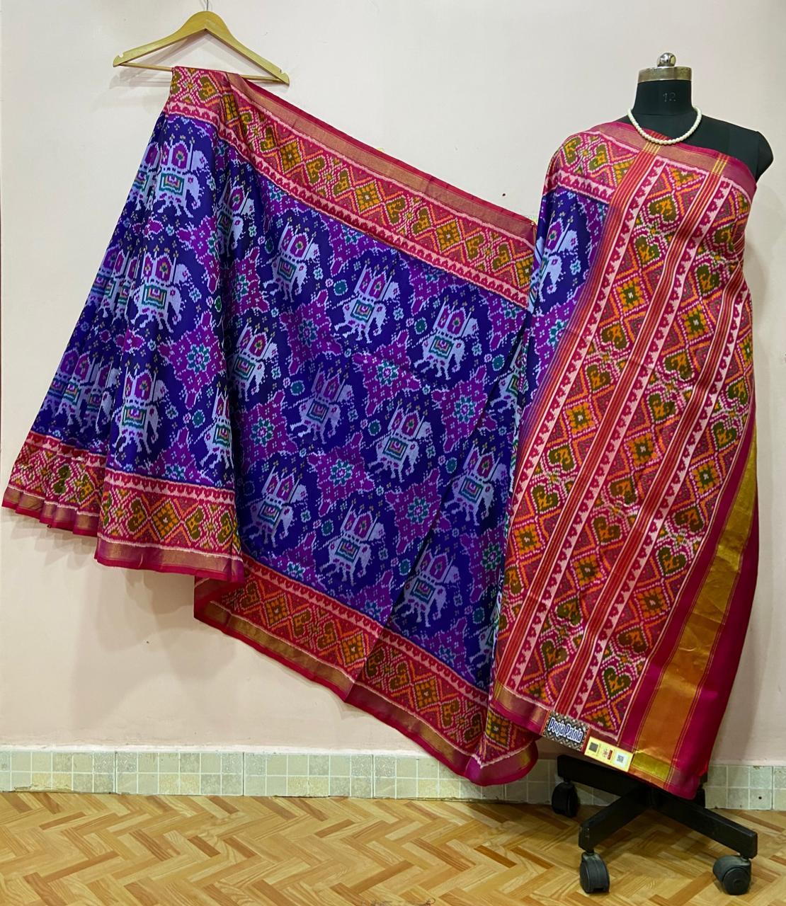 Rajkoti Double Ikat Handwoven Pure Silk Patola Saree_PPS017
