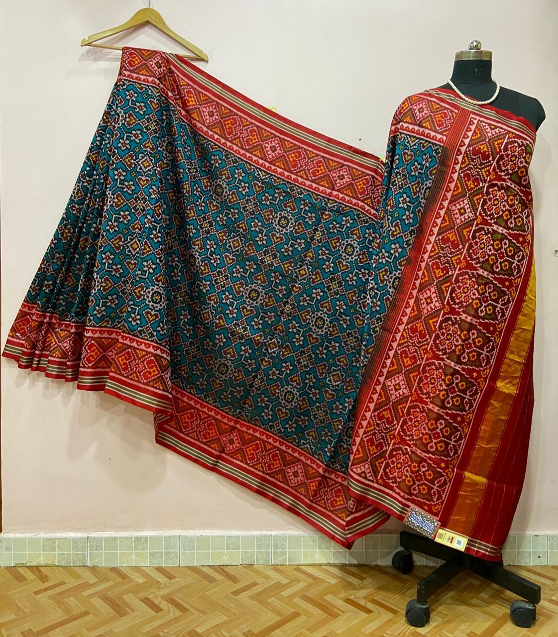 Rajkoti Double Ikat Handwoven Pure Silk Patola Saree_PPS018