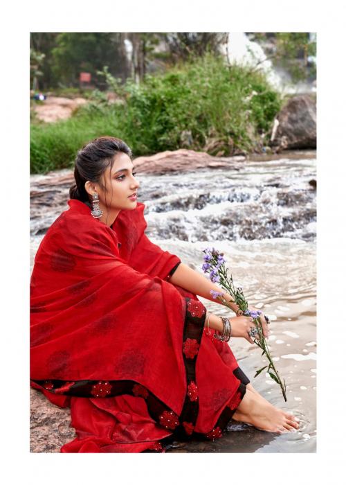 Ravishing Red Chiffon Saree