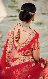 Red & Cream Embroidered Bridal Lehenga