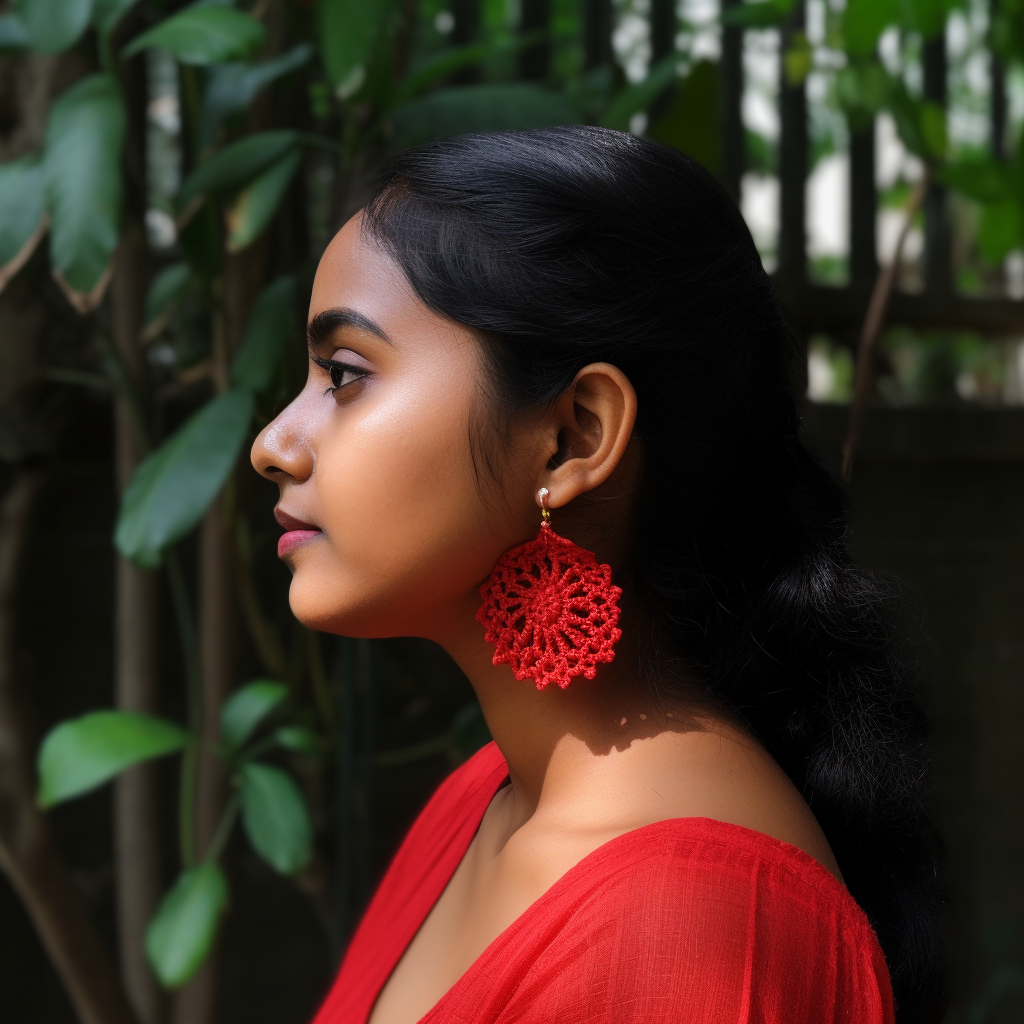 Bold red gold filigree earrings-I - Art Jewelry Women Accessories | World  Art Community