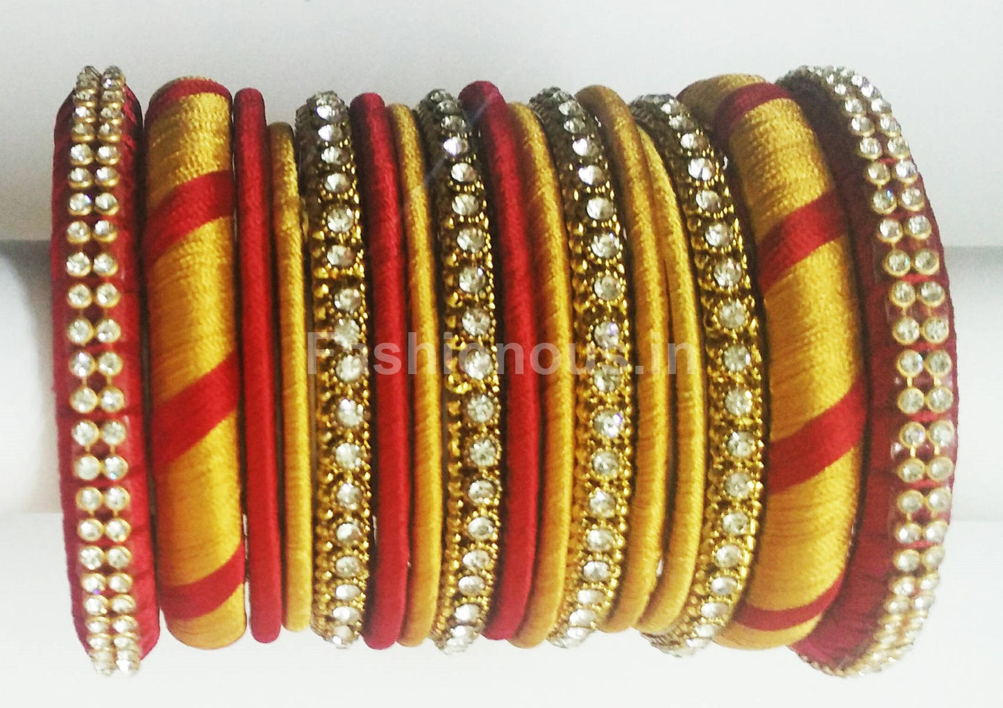Red and Gold Silk Thread Jewellery Set