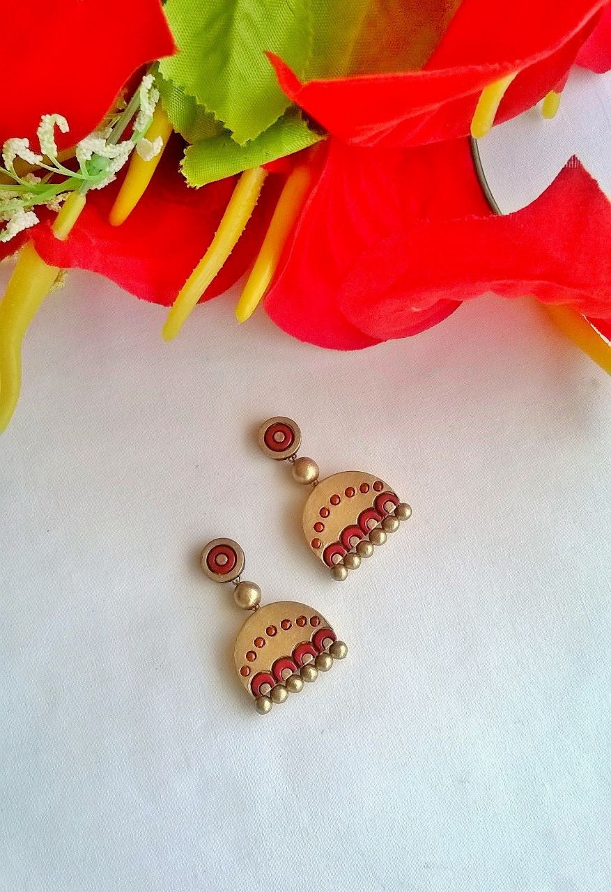 Red & Gold  Terracotta Earrings