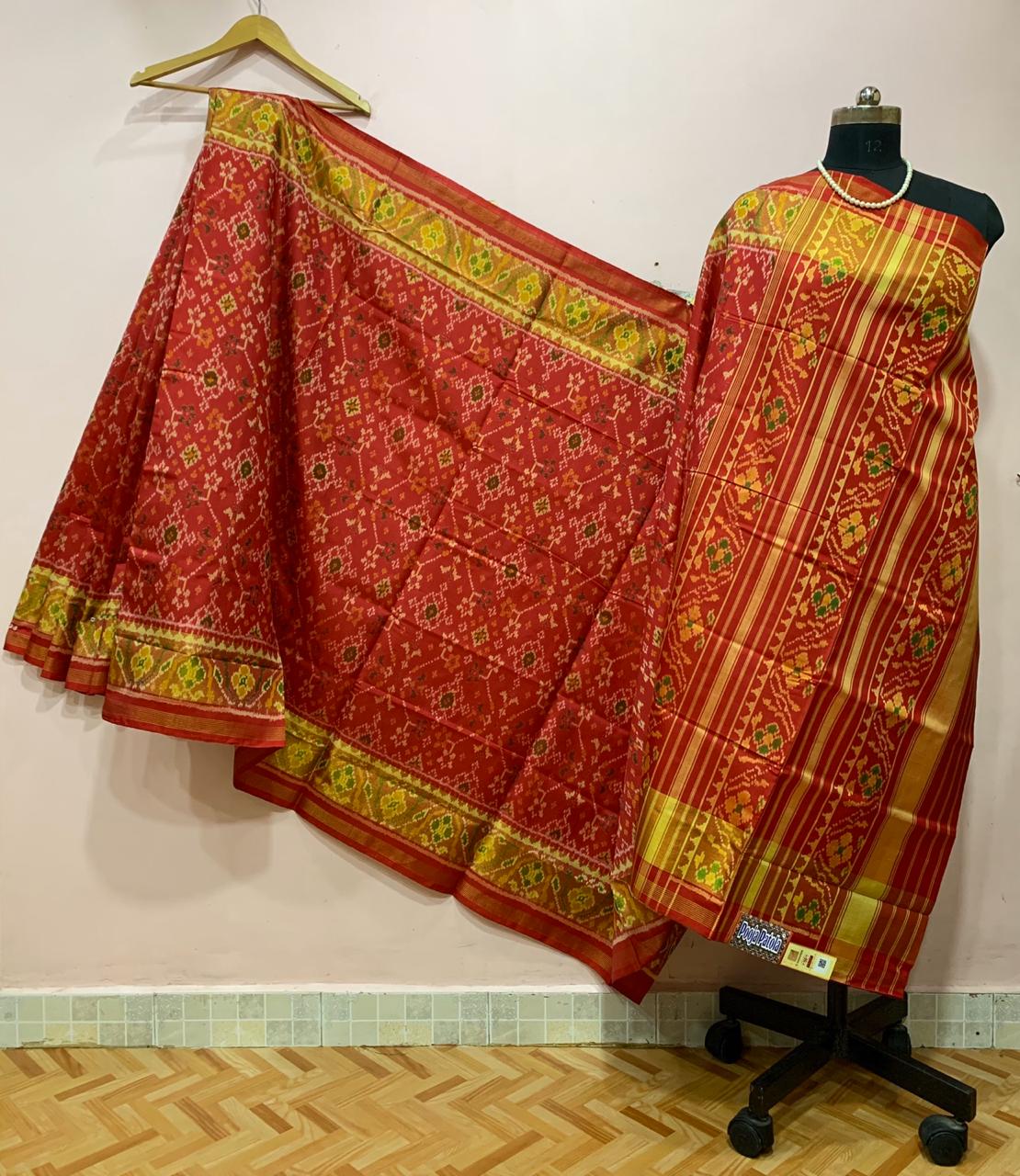 Red with Floral Designed Patola Silk Saree-PSS9004