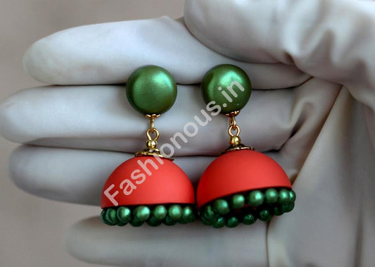 Red and Green Jhumka-ZAPCJH-003