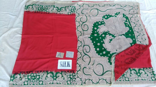 Red with Patil Pallu Silk Kalamkari Saree-KALAMKARI-0064