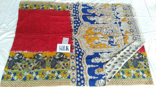 Red with Patil Pallu Silk Kalamkari Saree-KALAMKARI-0070
