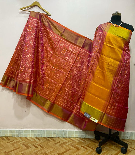 Reddish-Pink Alpana Designed Patola Silk Saree-PSS1204