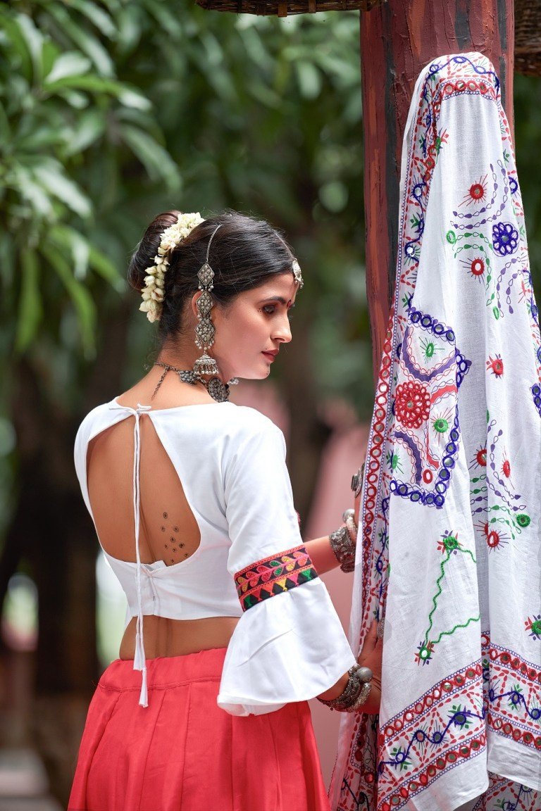 Seashell Maroon and White Lehenga