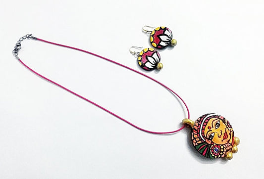 Silent Princess Double Side Art Jewel-SAJ001 Maroon lady art chain and earrings set for regular use.