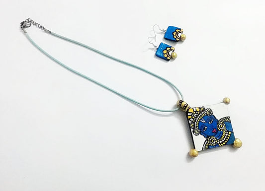 Kanjalochana Double Side Art Jewel-SAJ013 Painted jewellery set with lord Krishna