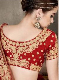 Scarlet Red & Cream Embroidered Bridal Lehenga