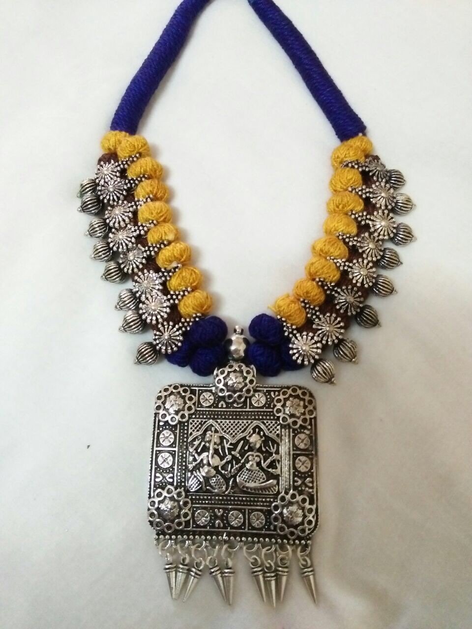 Silver Ganesh Antique Pendant Oxidised Jewellery Set-OXDJ-056