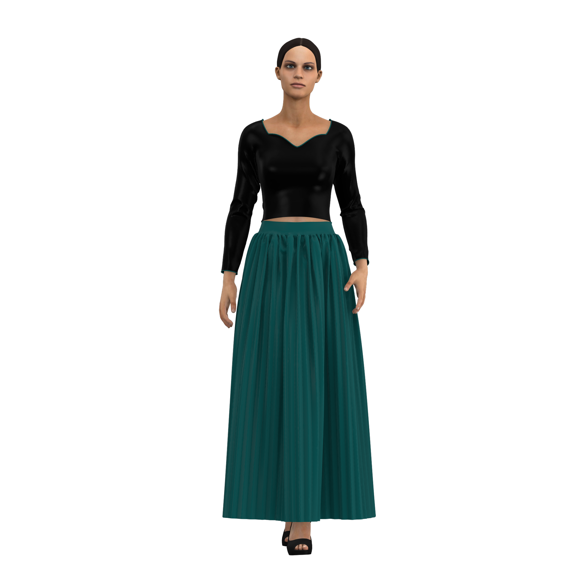 Sophisticated Sway Pleated Long Customised Skirt_CSKT006
