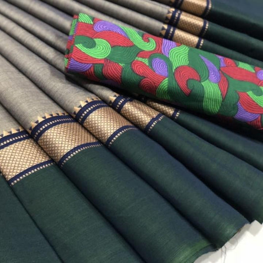 Chettinad Cotton Saree with Kalamkari Blouse-018