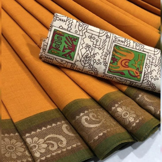 Chettinad Cotton Saree with Kalamkari Blouse-029