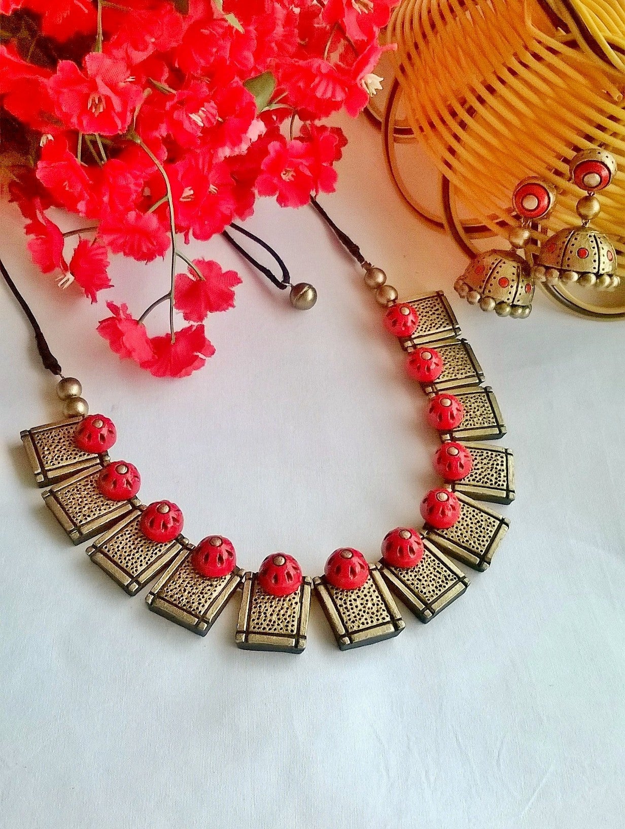 Square Neck Terracotta Jewellery set