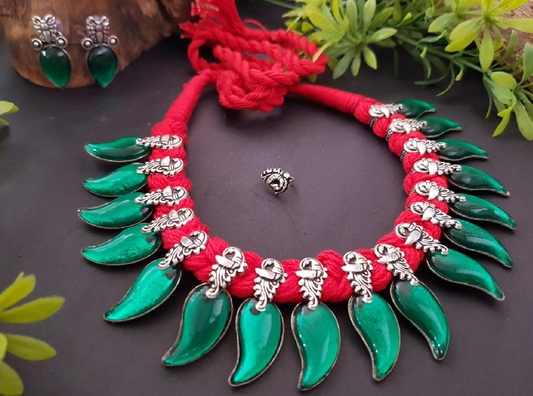 Stone Threaded Temple Jewellery Set-STTJS003