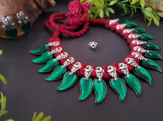 Stone Threaded Temple Jewellery Set-STTJS005