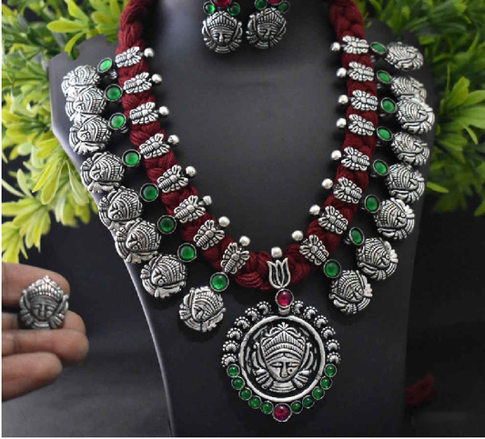 Stone Worked Temple Jewellery Set-SWTJS009
