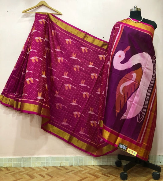 Purple with Swan Designed Patola Silk Saree-PPSRE-034