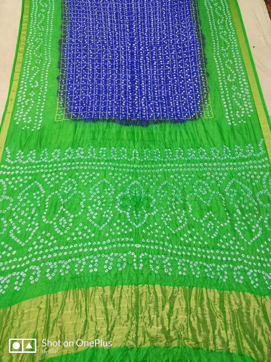 Emerald-SapphireTaffeta Silk Saree- TSS007 Green & Blue coloured silk sari