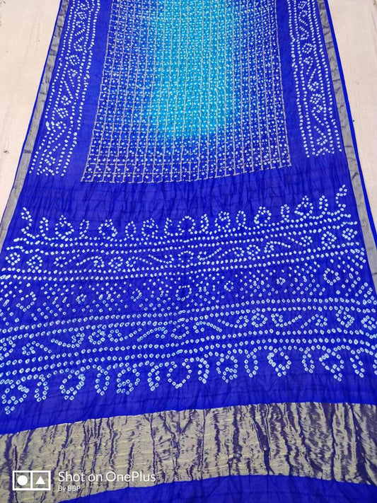 Ocean wave Taffeta Silk Saree- TSS011 Blue duet coloured silk saree